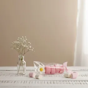 Nascita Segnaposto Spiedini Marshmallow Flower con Caramelle Rosa
