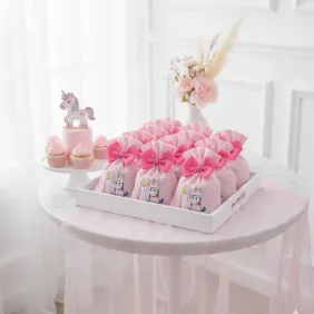 Sacchetti rosa con stampa unicorno bimba Bomboniere Nascita
