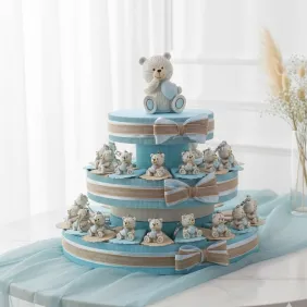 Torta Bomboniera Portachiave Compleanno Orsetto con Cuore Bimba