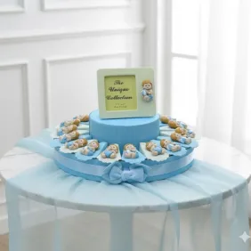 Calamita Bimbo con Palla e con Cuore Bomboniera Nascita e Battesimo Torta