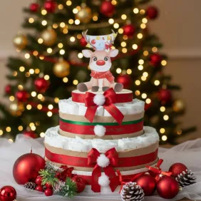 Torta Pannolini tema Natalizio Renna Joy