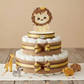 Torta Pannolini Neonato Max il Leoncino Idea Regalo Nascita