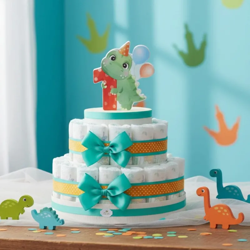 Torta Pannolini Nascita Piccolo Dinosauro Primo Compleanno
