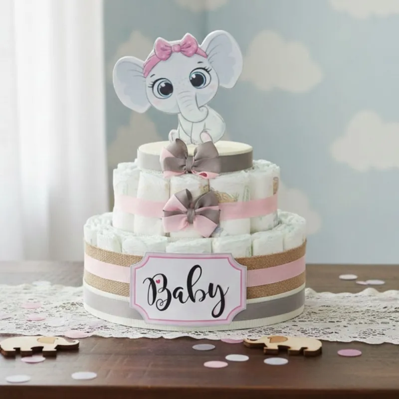 Torta Pannolini Elefante Effye Bimba Idea Regalo Nascita Economica