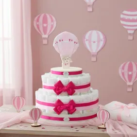 Torta Pannolini Neonata Orsetto in Mongolfiera Idea Regalo Nascita
