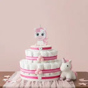 Torta Pannolini Neonata Unicorno Glitter Idea Regalo Nascita