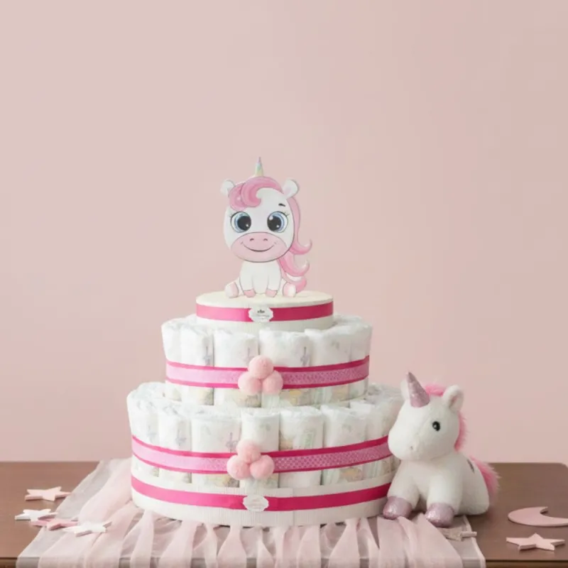 Torta Pannolini Neonata Unicorno Glitter Idea Regalo Nascita