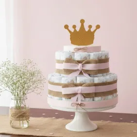 Torta Pannolini Neonata con Corona Principessa Idea Regalo Economica