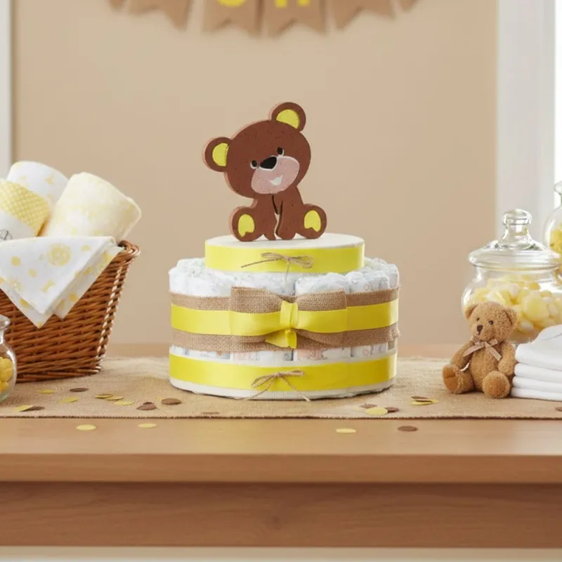 Torta Pannolini Nascita con Orsetto Idea Regalo Economica