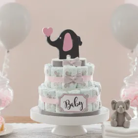 Torta Pannolini Elefante Nascita Bimba Idea Regalo Economica