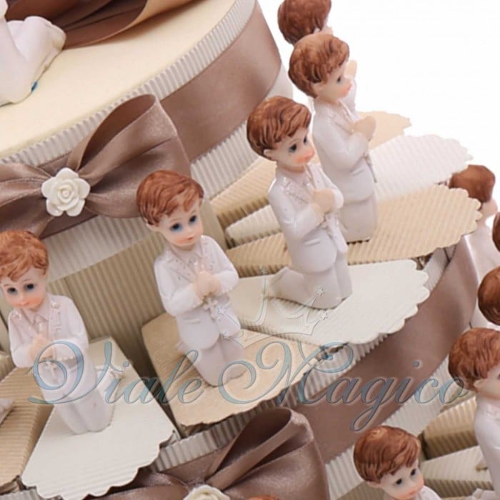 Torta Bomboniere Prima Comunione Statuina Bimbo in Preghiera