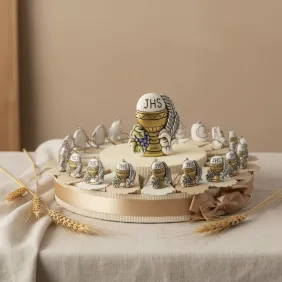 Bomboniera Comunione Portachiave Torta Sacro Calice Oro
