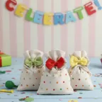 Sacchetti a Pois Colorati Fiocchi per Compleanno Torta Bomboniere