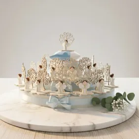 Torta Maxi Bomboniere Prima Comunione Angelo con rosario Bimbo con Albero della Vita