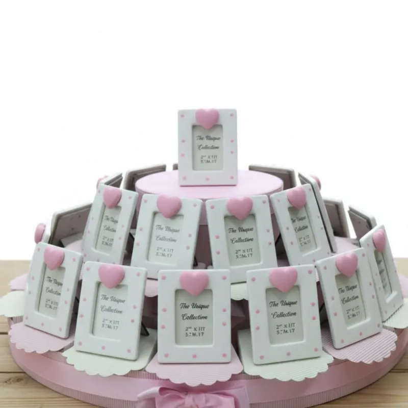 Maxi Torta Bomboniere Portafoto Cuore di panna rosa Bimba