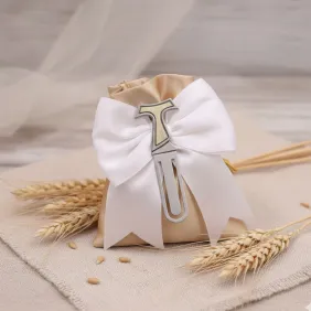 Segnalibro croce Tau su Sacchetto - Eleganza e Fede per Comunioni e Cresime