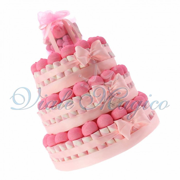 Torte Caramelle Marshmallow Battesimo Comunione Bimba Confettata