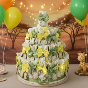 Torta Sacchetti Animali della Savana portachiavi wood