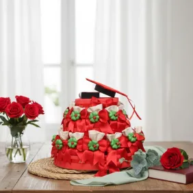 Laurea Quadrifoglio e coccinella Calamita su sacchetto