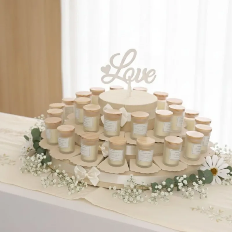 Torta Bomboniere Candele profumate Matrimonio e Prima Comunione con portaconfetti