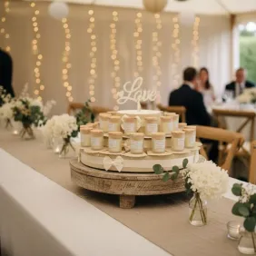 Torta Bomboniere Candele profumate Matrimonio e Prima Comunione con portaconfetti