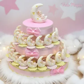 Battesimo Bomboniere Dolce Bimba Dormigliona sulla luna Torta