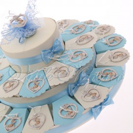 Bon Bon Battesimo Bimbo Torta con Appendino Cuore Pois Economiche Poco Prezzo