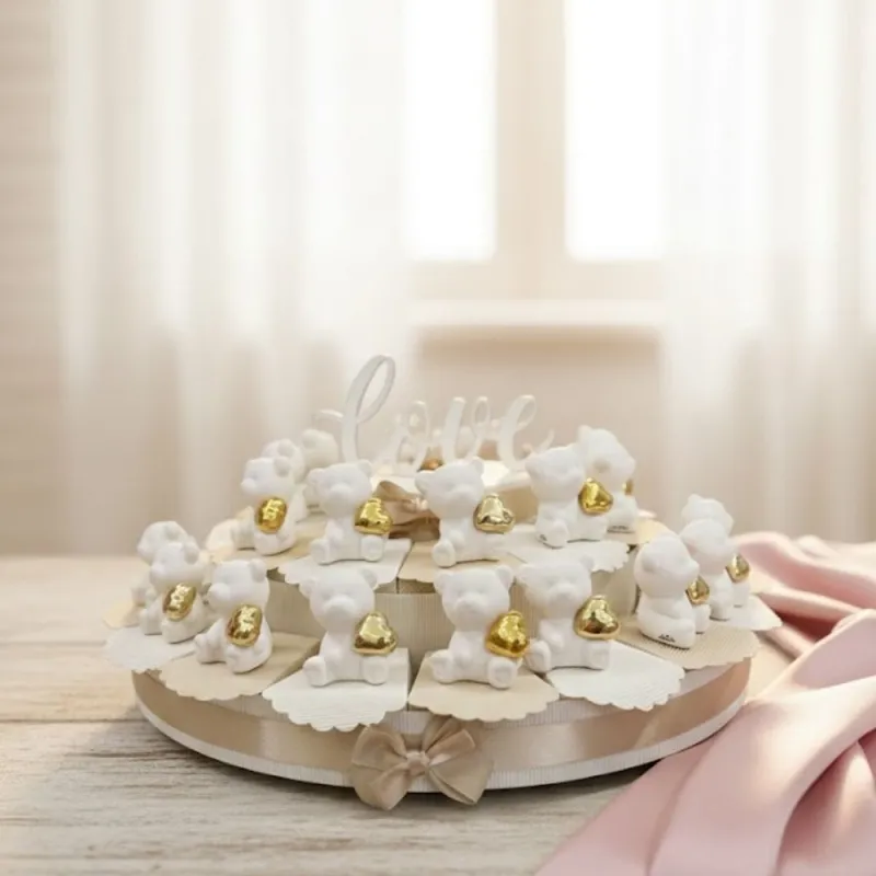 Orsetto Bianco con Cuore Oro