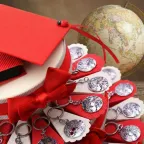 Torta Bomboniere Laurea Mappamondo 3D CON Portachiave, ideale come Bomboniera Laurea.