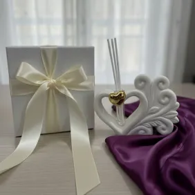 Profumatore Cuore Bianco e Oro | Regalo Madrina e Padrino