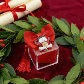 Ciondolo Laurea Gufetto con Ali 3d Portafortuna su Plexiglass
