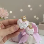 Statuine Orsetti Bomboniera Fai da te Carrozzina Pony Nascita Bimba