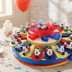 Bomboniere Compleanno Bimbo Prima Comunione Battesimo Torta Bomboniere con Statuina Vespa Color