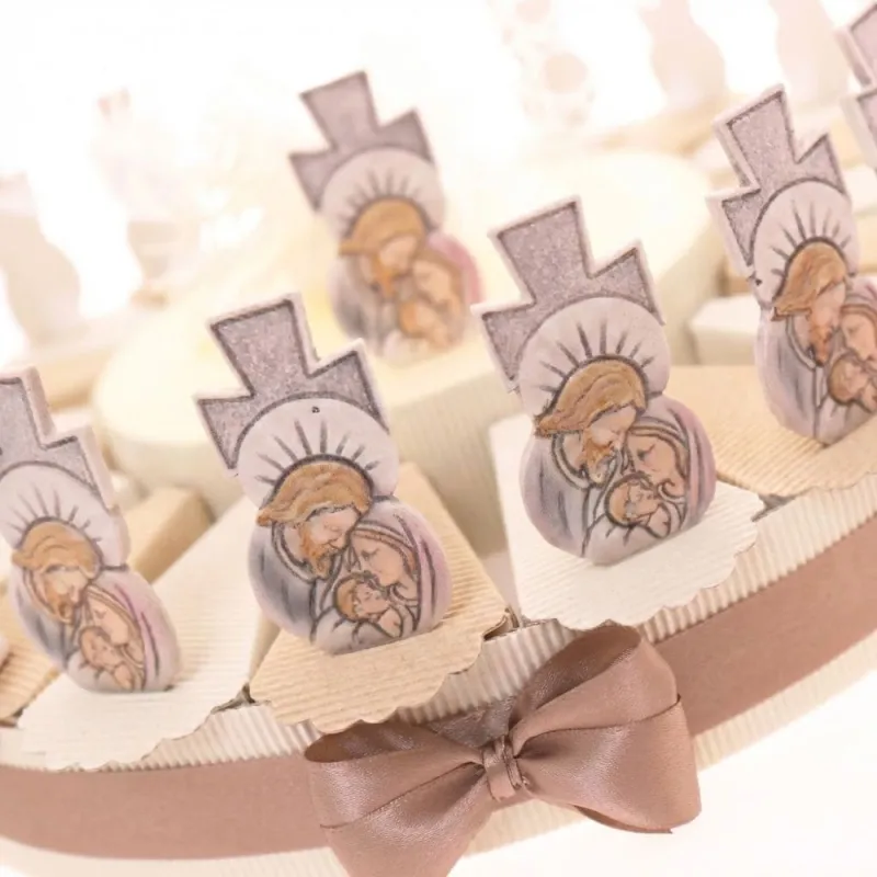 Torta Bomboniera con Statuina Croce Sacra Famiglia