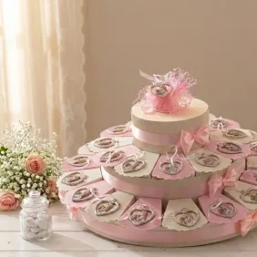 Vendita Bomboniere Comunione Torta con Appendino Cuore Pois Comunione Bimba Economiche