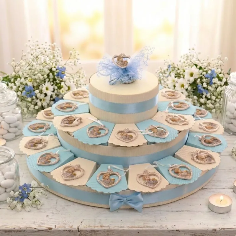 Maxi Torte con Appendino Cuore Pois Comunione Bimbo