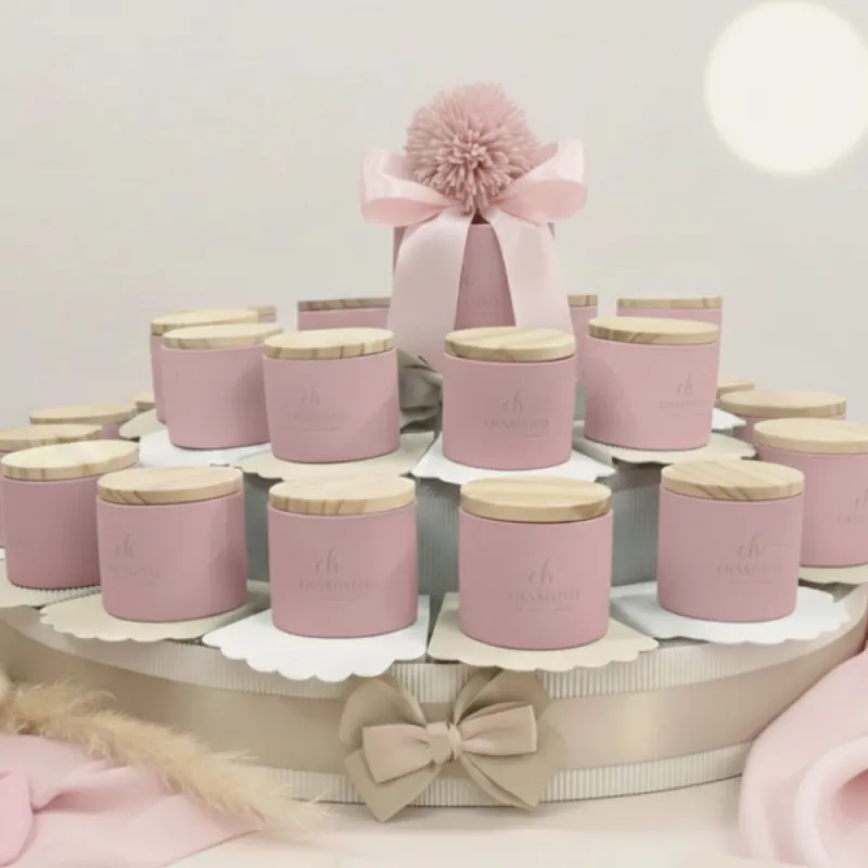 Torta Bomboniera Candela Rosa Charlotte | Legno e Rosa | Viale Magico