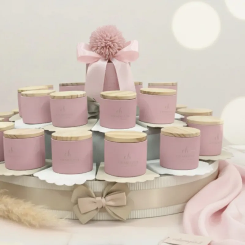 Torta Bomboniera Candela Rosa Charlotte | Legno e Rosa | Viale Magico