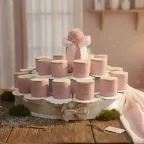 Torta Bomboniera Candela Rosa Charlotte | Legno e Rosa | Viale Magico