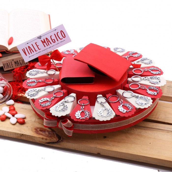 Bomboniera Corona d'alloro Laurea Torta Portaconfetti Satin