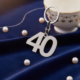 Portachiave Silver con numero 40 per Compleanno