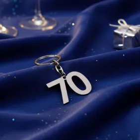 Portachiave Silver con numero 70 per Compleanno