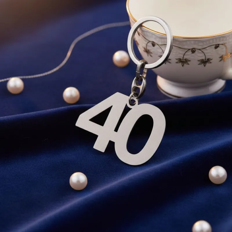 Torta Bomboniera Portachiave Silver con numero 40 per Compleanno
