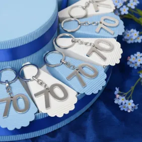Torta Bomboniera Portachiave Silver con numero 70 per Compleanno