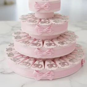 Torta Bomboniera Portachiave Silver con numero 90