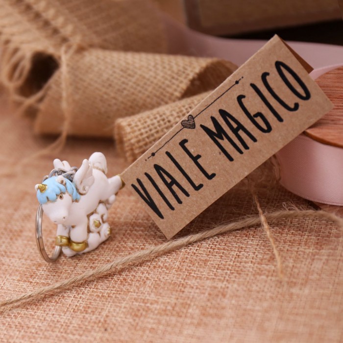 Bomboniere Fai da te Unicorno Portachiave NASCITA Bimbo Fantasy