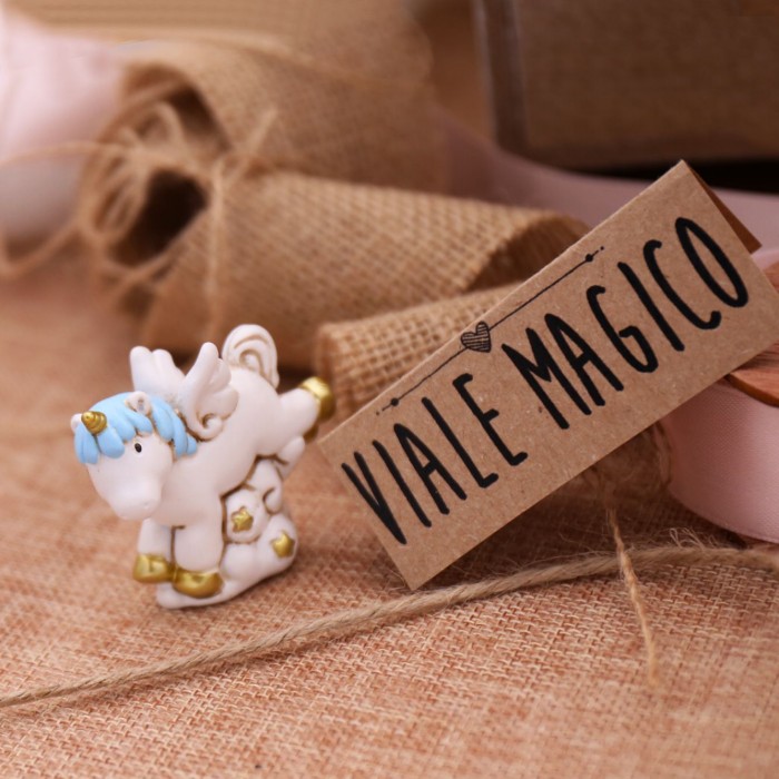 Bomboniera Fai da te Unicorno Statuina BATTESIMO Bimbo Segnaposto Fantasy