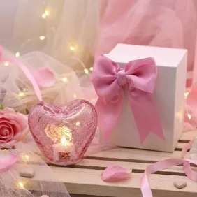 Bomboniera Cuore Vetro Craquelé con LED Personalizzata