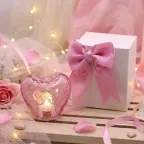 Bomboniera Cuore Vetro Craquelé con LED Personalizzata