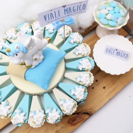Torta Bomboniere Unicorno Battesimo Bimbo Calamita Fantasy Confettata